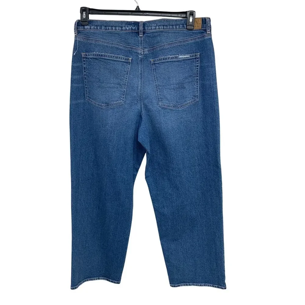 New American Eagle Womens Size 18 Super High Rise Baggy Straight Denim Jeans - Picture 3 of 7